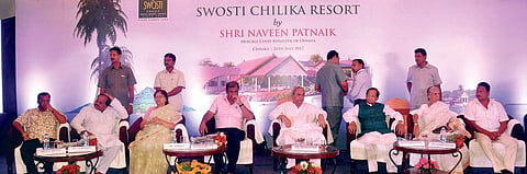 Chief Minister Naveen Patnaik along with other ministers and guests at the inaugural function of Swosti Chilika Resort | Express