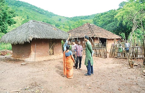 Representatives of Human Rights Foundation interacting with tribals at Chaparai village in East Godavari district | Express