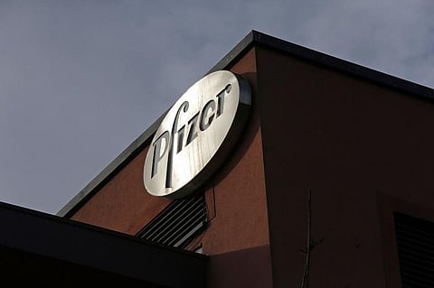 A company logo is seen at a Pfizer office in Dublin, Ireland. (File photo | Reuters)