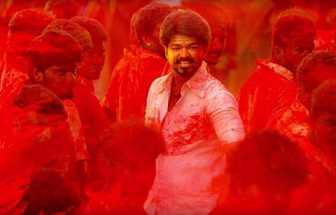 Vijay in a still from the  Aalaporan Thamizhan track from Mersal. (Photo | Facebook/Vijay)