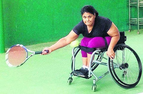 Madhu Bagri, India’s first female wheelchair tennis player has been struggling to make a name for herself ever since she took up the sport. | Express Photo Service