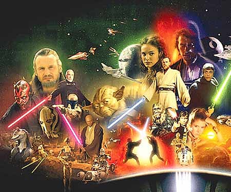 A compilation of characters from 'Star Wars'.