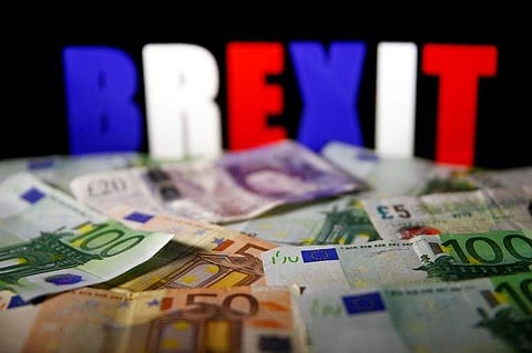 Euro and Pound banknotes are seen in front of BREXIT letters in this picture illustration taken April 28, 2017. (Photo | Reuters)