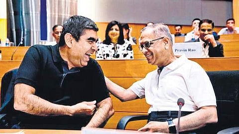 The sudden exit of Infosys CEO Vishal Sikka (left) raises questions over succession planning at India Inc. (File photo) 
