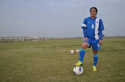 Flag bearer of Indian women’s football, Oinam Bembem Devi (Photo | Indian Football Team Facebook)