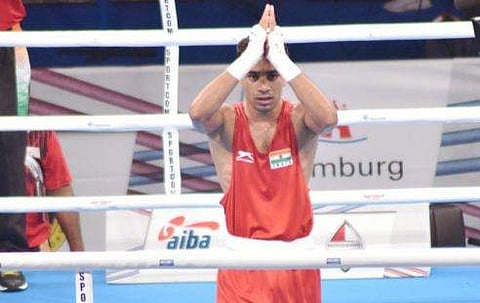 Amit Phangal stunned seventh seed Carlos Quipo of Ecuador. (Twitter | Boxing Federation)