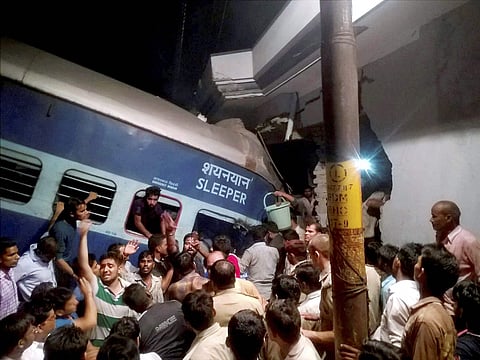 The Puri-Haridwar Utkal Express train coach crashed into a house in Khatauli near Muzaffarnagar. | PTI