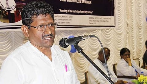 High Court-appointed Legal Commissioner U Sagayam addresses a meeting organised by Human Rights NGO at Madurai Medical College in 2015. (File Photo | EPS/K Sundar)