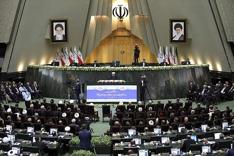 Iran's President Hassan Rouhani, center, delivers a speech after his swearing-in ceremony for the second term in office, at the parliament in Tehran, Iran. (File photo | AP)