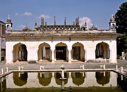 The historic Paigah Tombs in Hyderabad, which comes under the care of the Department of Archaeology and Museums, was sanctioned  funds but are not being utilised properly. (Express Photo | Vinay Madapu)