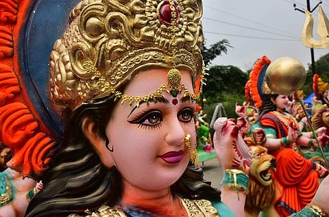 Goddess Durga idols displayed for the Durga puja. (Vinay Madapu | EPS)