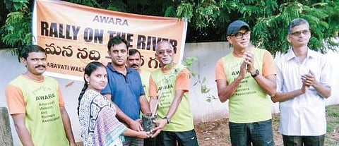 DCP Kranti Rana Tata taking part in ‘Rally on the River’ organised by AWARA at V’wada on Sunday  | p ravindra babu
