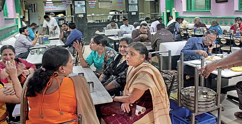 Customers at the New Krishna Bhavan in Malleswaram