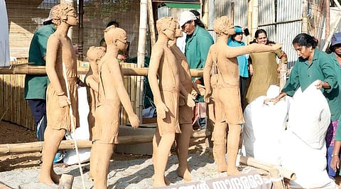 The blind models installed at the entrance of the Youth Festival’s main venue |  Arun Angela