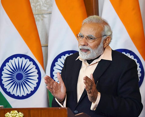 Prime Minister Narendra Modi addresses during the inaugural ceremony of 22nd National Youth Festival - 2018 via video conference in New Delhi on Friday. | PTI