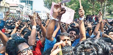 People from all walks of life who connected mainly through social media came to the capital to express their  support for Sreejith  Manu R Mavelil