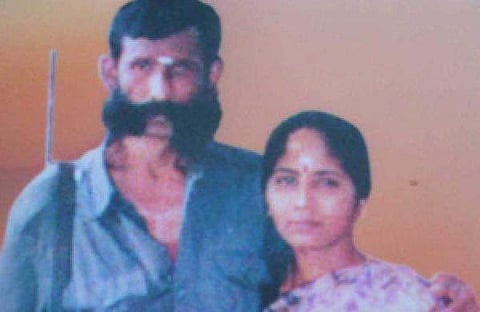 Slain sandalwood smuggler Veerappan and his wife Muthulakshmi. (Express File Photo)