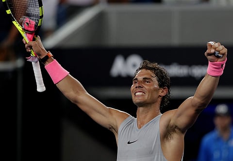 Rafael Nadal celebrates after defeating Damir Dzumhur  in their third round match at the Australian Open tennis championships in Melbourne | AP