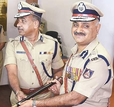 Suneel Kumar (L) takes charge as City Police Commissioner. I Express File Photo