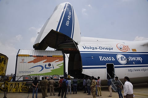 File Photo of GSAT-17 is being loaded to cargo aircraft at HAL airport to be transported to Kourou, French Guiana | Image courtesy: www.isro.gov.in