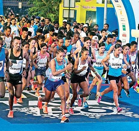 Action from Mumbai Marathon on Sunday | Photo: PTI