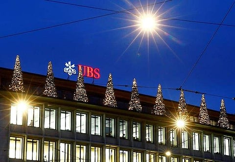 Christmas decorations are seen at the building of Swiss bank UBS at the Paradeplatz square in Zurich, Switzerland, November 27, 2017. (Photo | Reuters)