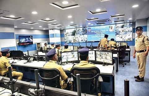 Traffic Command Centre that was inaugurated at the Hyderabad Police Commissionerate on Wednesday | vinay madapu