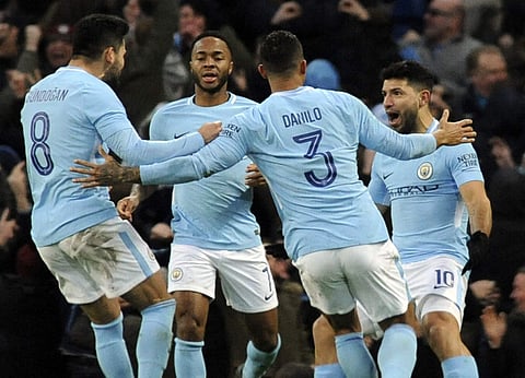 Sergio Aguero scored a quickfire brace in the second half as Manchester City maintained their interest in four trophies by beating Burnley 4-1 in the FA Cup third round at the Etihad Stadium on Saturday. (Photo | AP)