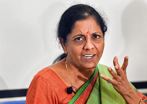 Defence Minister Nirmala Sitharaman addresses a press conference at Indian Institute of Management IIM in Ahmedabad, October 1 2018. (Photo | PTI)