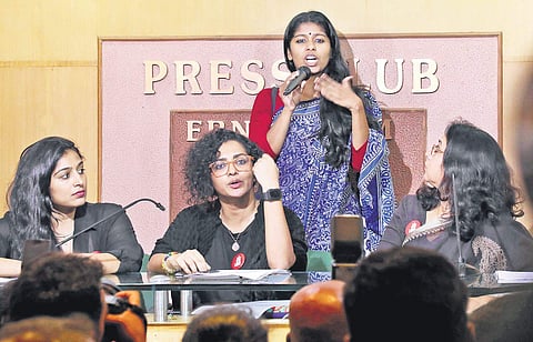 Archana Padmini narrating her bad experience, at a press conference organised by WCC at Ernakulam Press Club  on Saturday | Melton Antony