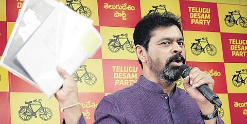 TDP leader and Rajya Sabha member CM Ramesh at a press conference (Photo| R satish babu/ EPS)