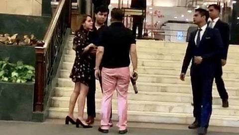 Ashish Pandey pulled out the weapon during an argument with a man in the porch of the Hyatt Regency. (Photo | Youtube screegrab)