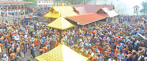 The crowded premises of Lord Ayyappa Temple in Sabarimala. (Photo | EPS)