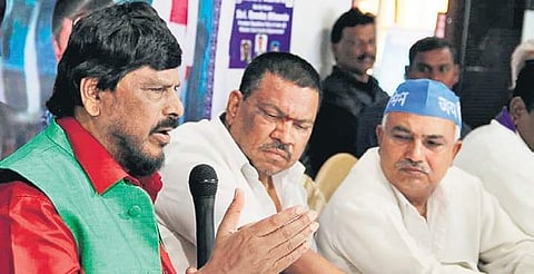 Republican Party of India President and Union Minister Ramdas Athawale addressing the  media in Hyderabad on Saturday | Sathya Keerthi