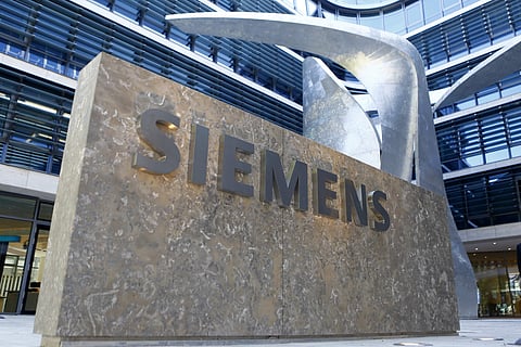 The logo of German industrial conglomerate Siemens is pictured at the headquarters in Munich, Germany. (File photo | AP)