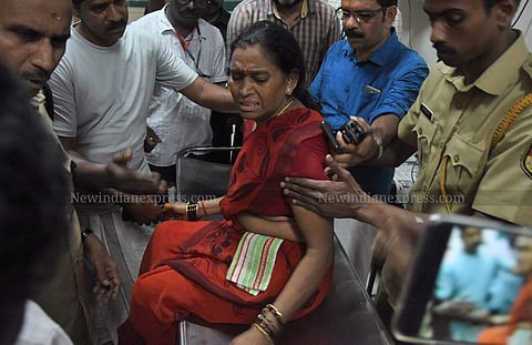 47-year-old Balamma hailing from Andhra Pradesh at the hospital at the Sabarimala Sannidhanam.