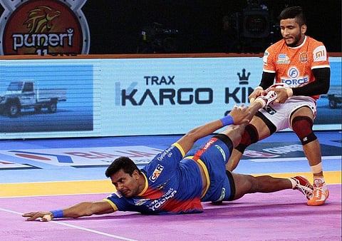 U.P. saw a collective effort from their raiders against Puneri Paltan (Photo | Twitter/ProKabaddi)