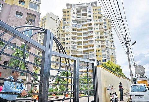The apartment in Malleswaram where ACB sleuths conducted raids on Friday | Pushkar V