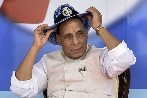 Union Home Minister Rajnath Singh at a function on the occasion of the 26th anniversary of Rapid Action Force in Bijnore. (Photo| PTI)