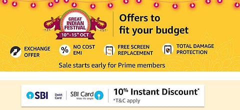The Amazon sale starts early for prime members with a 12-hour headstart beginning at 12 noon on October 9. (Photo | Amazon.in)