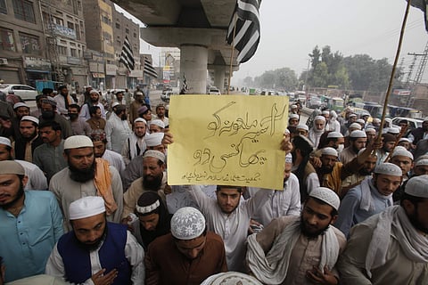 Pakistan protesters rally to condemn a Supreme Court decision that ordered the release of Asia Bibi, a Catholic woman  who has been on death row since 2010 accused of blasphemy | AP