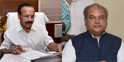 D V Sadananda Gowda on left; Narendra Singh Tomar on the right. (Photos | PTI)