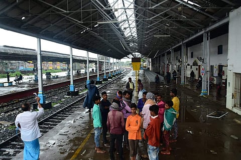 The roof of Nagapattinam railway station damaged  in cyclone Gaja. ( Photo | EPS)