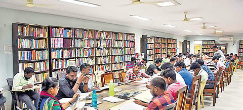 Candidates preparing for competitive examinations at Tagore Library in Vijayawada | R V K Rao
