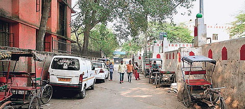 The stretch leading to TD Dhariyal’s office in Old Delhi is lined with vehicles and tricycles through the day | SHEKHAR YADAV