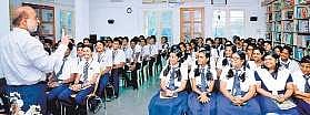 Rajan Srinivasan Mahadevan with the students of  St Mary's Central School