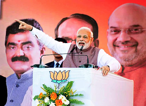 A file photo of Prime Minister Narendra Modi addresses a public meeting in Chhindwara Madhya Pradesh Sunday November 18 2018. | PTI