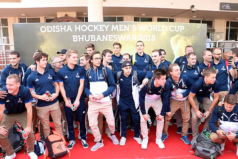 France hockey team pose after arrival at the venue. Captain: Victor Charlet  (Photo | EPS)
