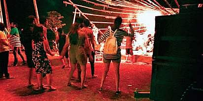 Revellers at the alleged rave party at a  homestay near Agumbe