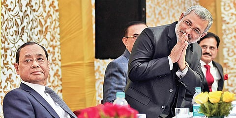 CJI Ranjan Gogoi during Justice Kurian Joseph’s farewell at the Supreme Court on Thursday.  | PARVEEN NEGI